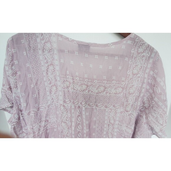 Como Vintage Top Womens 3X Purple Floral Boho Cottagecore Paisley Peasant Blouse - Picture 7 of 9